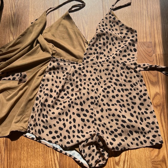 Cheetah Print Wrap-Front Romper - Picture 13 of 15